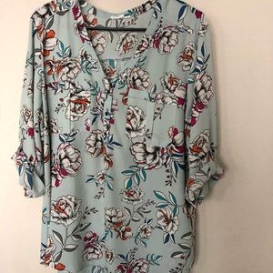 Blue Floral Blouse